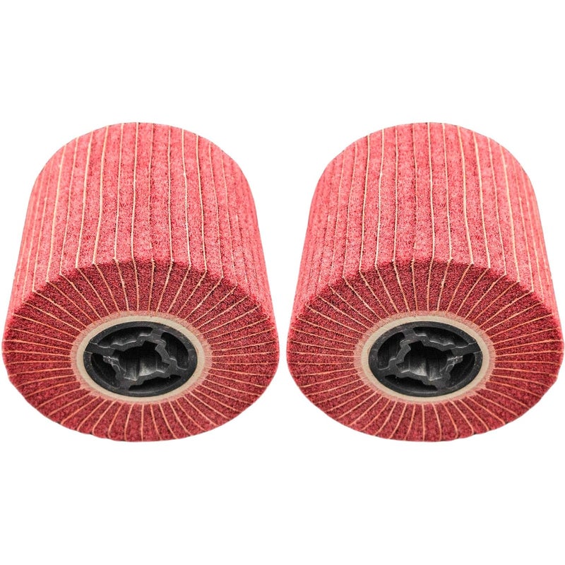 JONAS C 2 Pcs 320 Grit Burnishing Polishing Wheel Drum, 4.7" x 4" Abrasive Drawing Wheel Drum, Flap Sanding Drum, Surface Conditioning Tool Drum for Metal, Wood, Plastic - Image 1